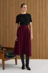 Bordo Pileli Dokuma Etek - 1