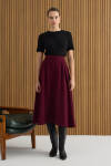 Bordo Pileli Dokuma Etek - 2