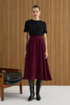Bordo Pileli Dokuma Etek - 3