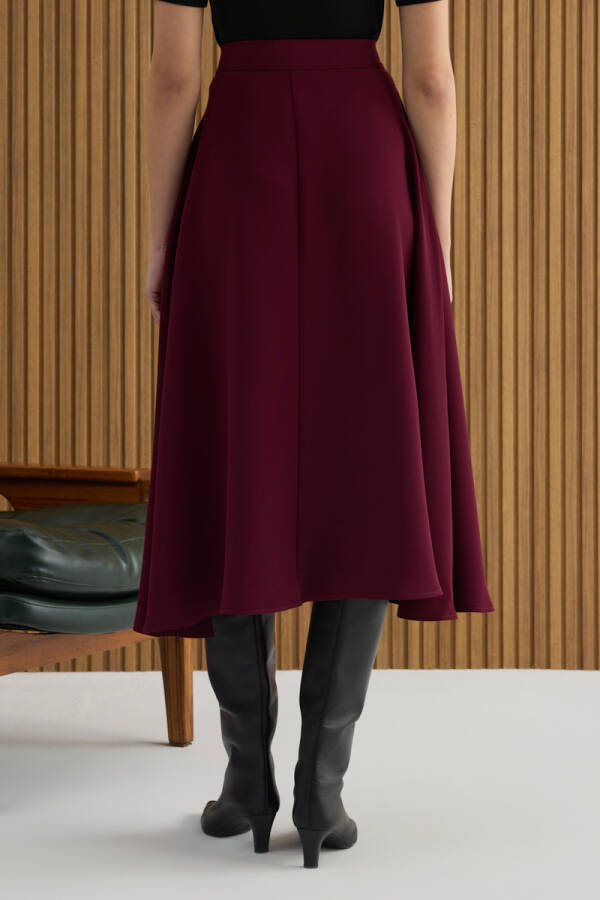 Bordo Pileli Dokuma Etek - 6