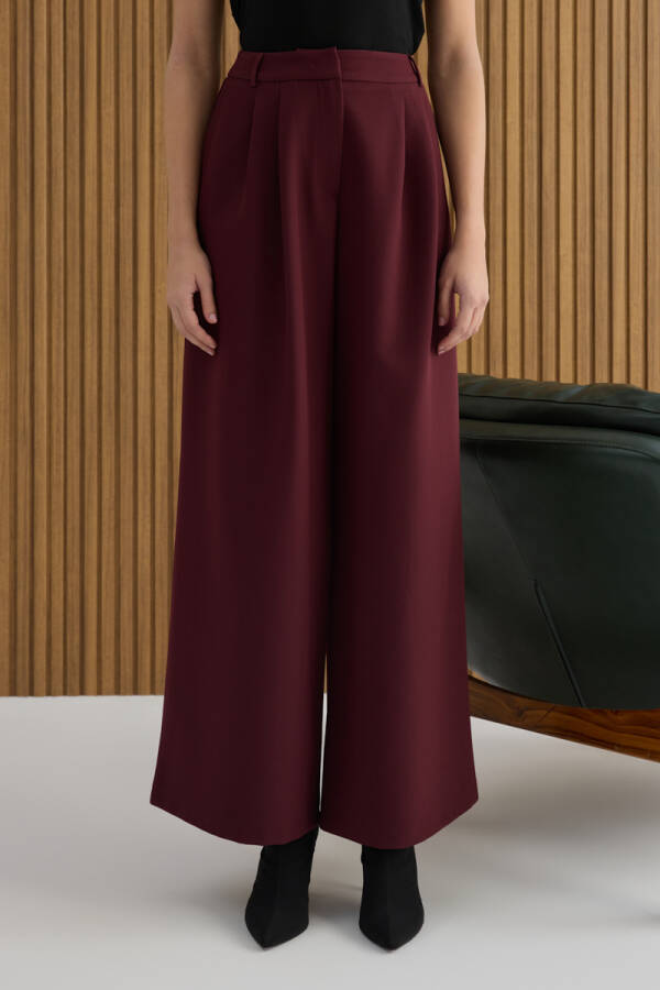 Bordo Pileli Pantolon - 4