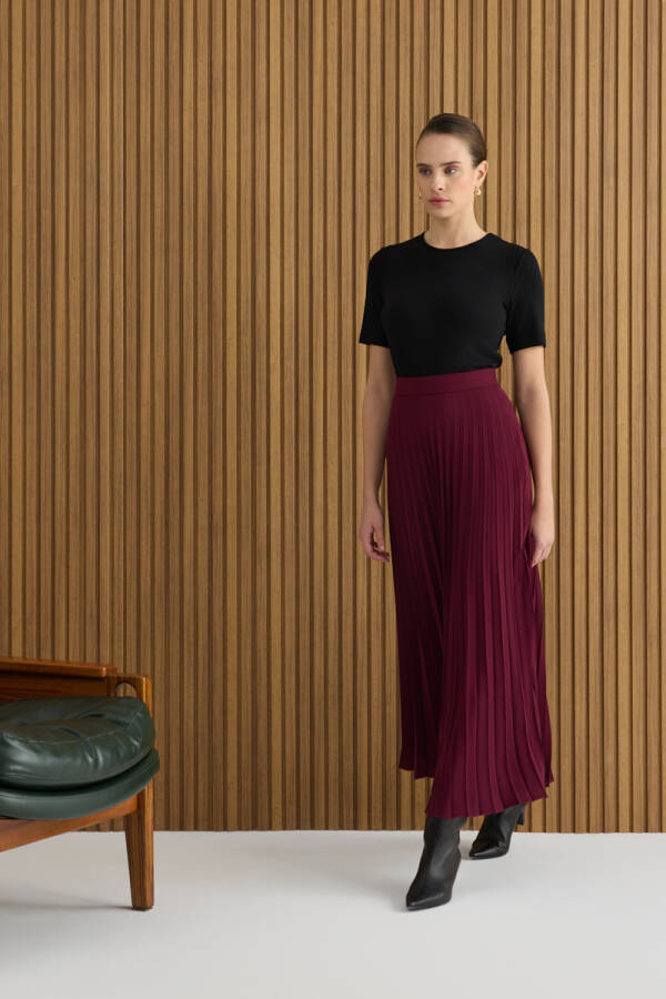 Bordo Pilise Etek - 1