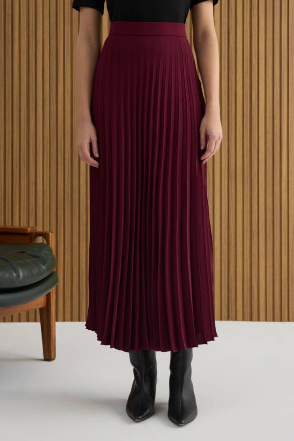 Bordo Pilise Etek - 3