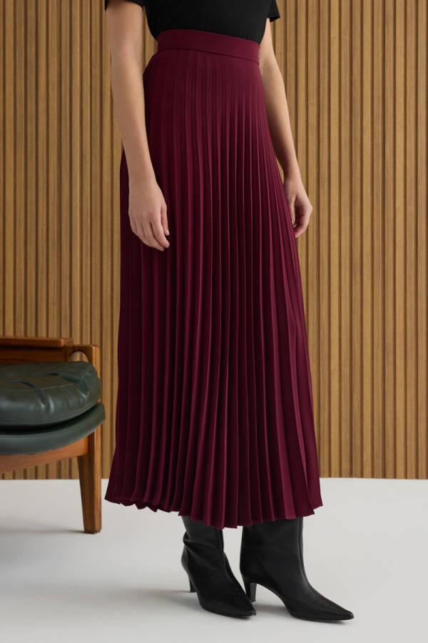 Bordo Pilise Etek - 4