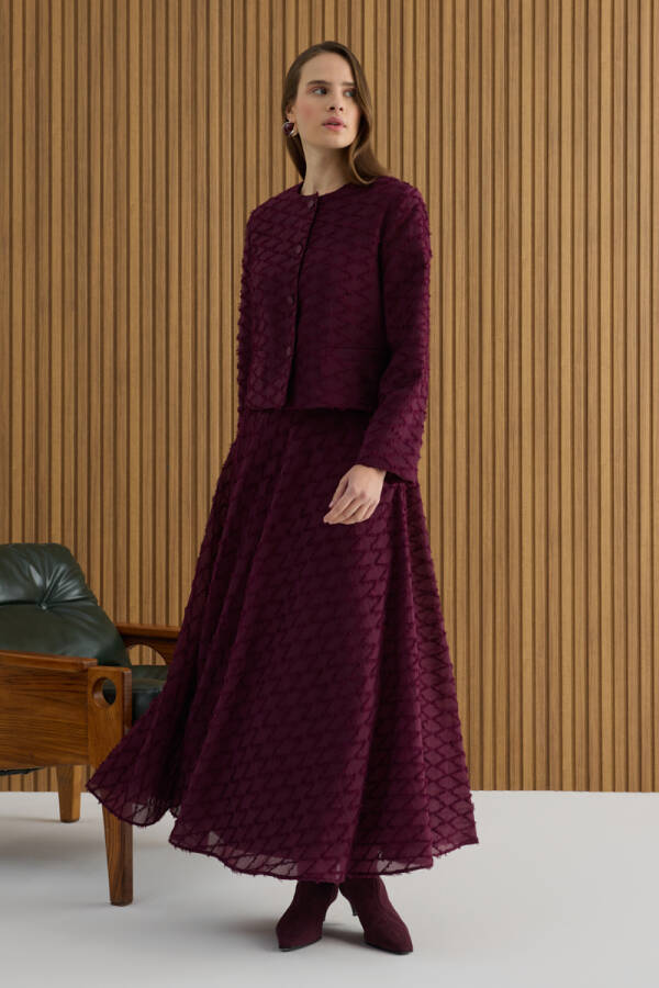 Bordo Püskül Dokulu Viscon Etek - 1