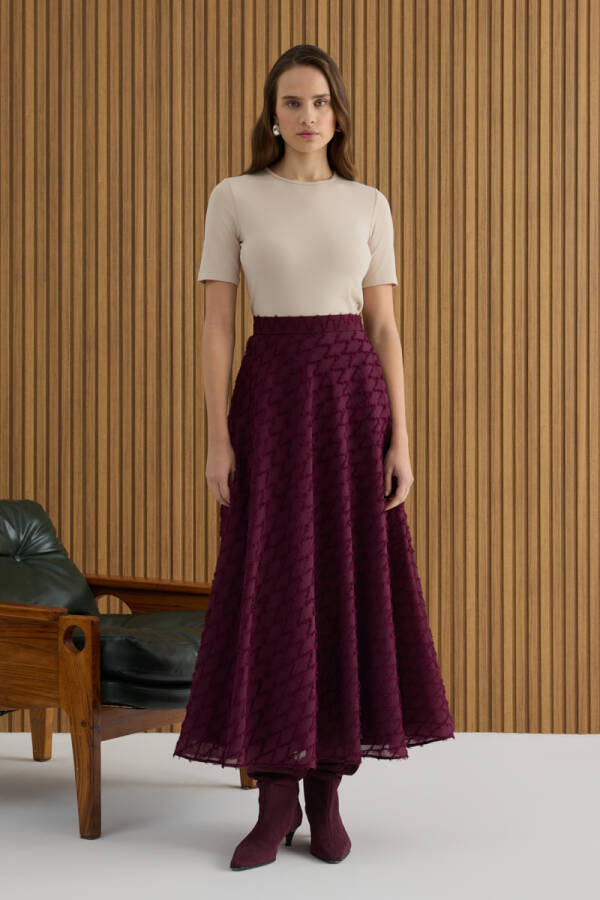 Bordo Püskül Dokulu Viscon Etek - 3