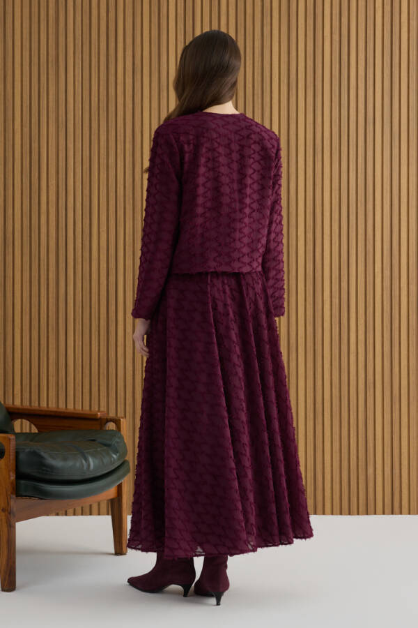 Bordo Püskül Yüzeyli Viscon Kısa Ceket - 6