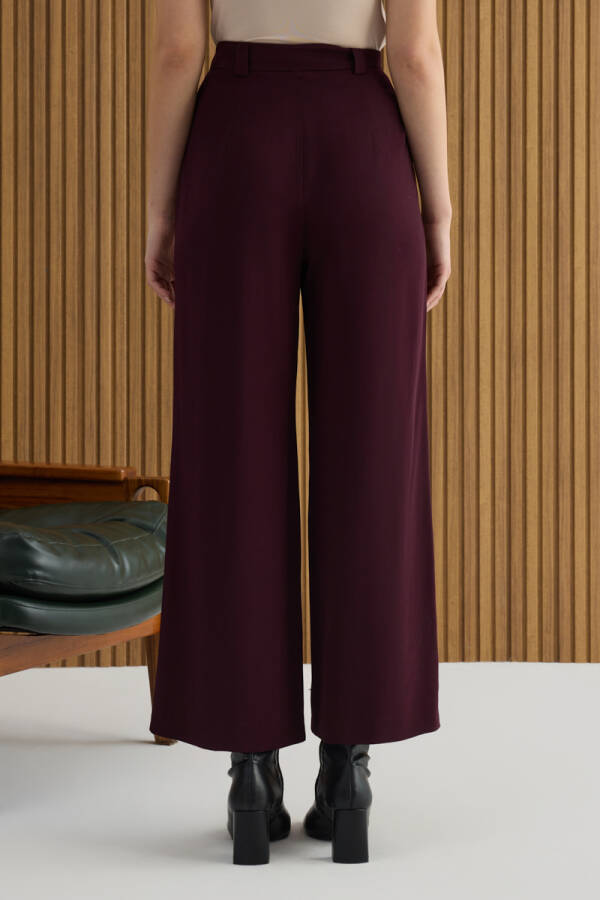 Bordo Rayon Viscon Pantolon - 7