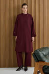 Bordo Rayon Viscon Pantolon - 1