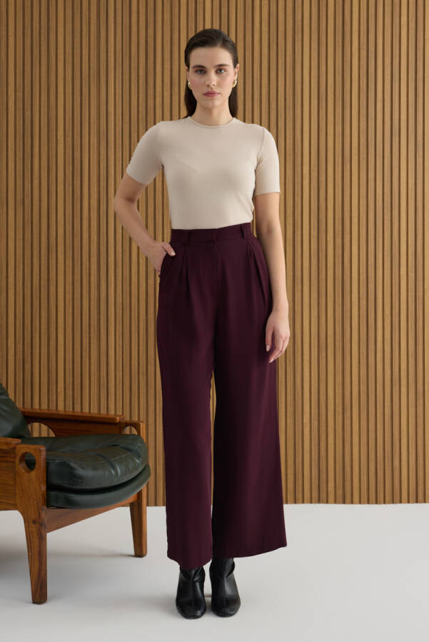 Bordo Rayon Viscon Pantolon - Aker (1)