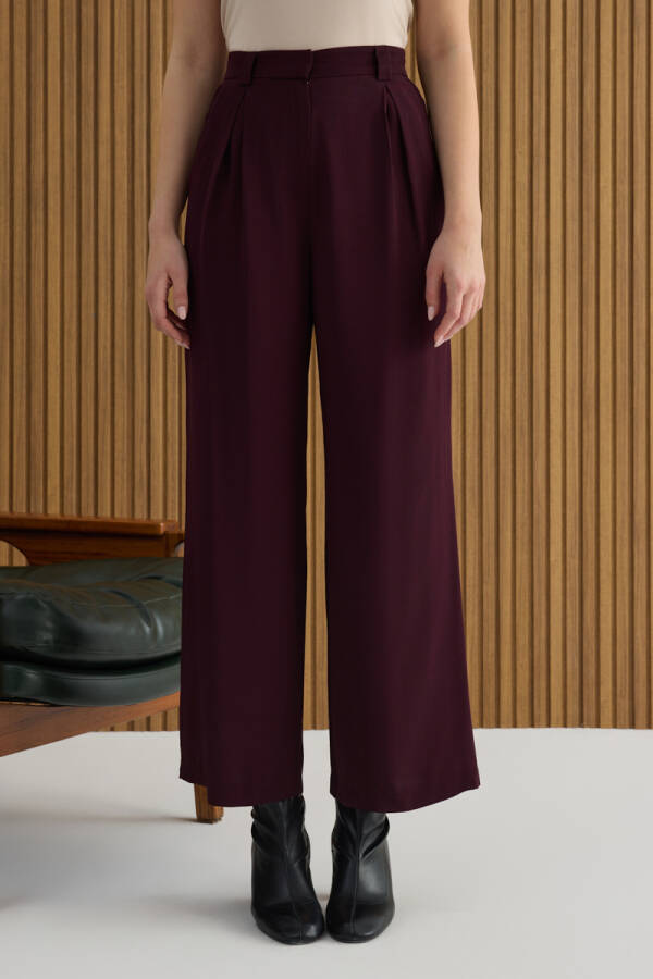 Bordo Rayon Viscon Pantolon - 5