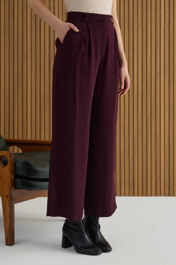 Bordo Rayon Viscon Pantolon - 6