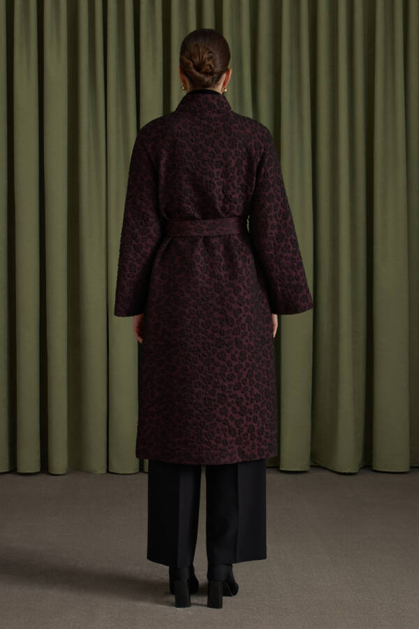 Bordo Şal Yaka Kapitone Mont - 5