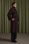 Bordo Dokulu Özel Kumaş Trençkot - 3