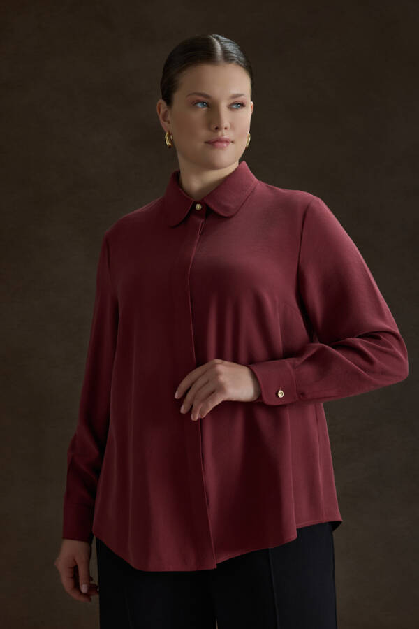 Bordo Tencel Bluz - Aker