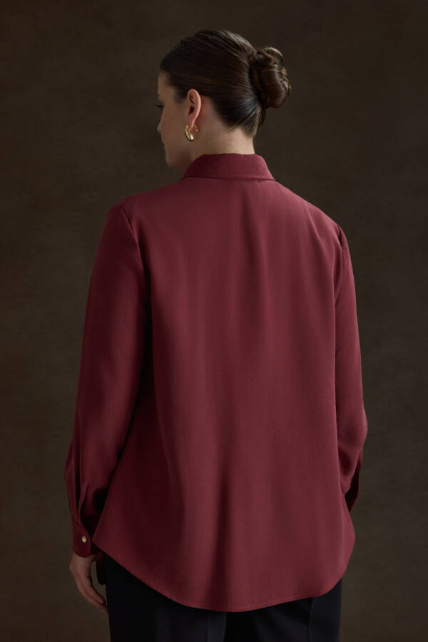Bordo Tencel Bluz - 6