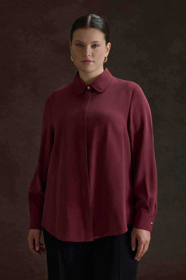 Bordo Tencel Bluz - 2