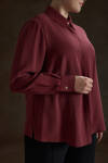 Bordo Tencel Bluz - 5