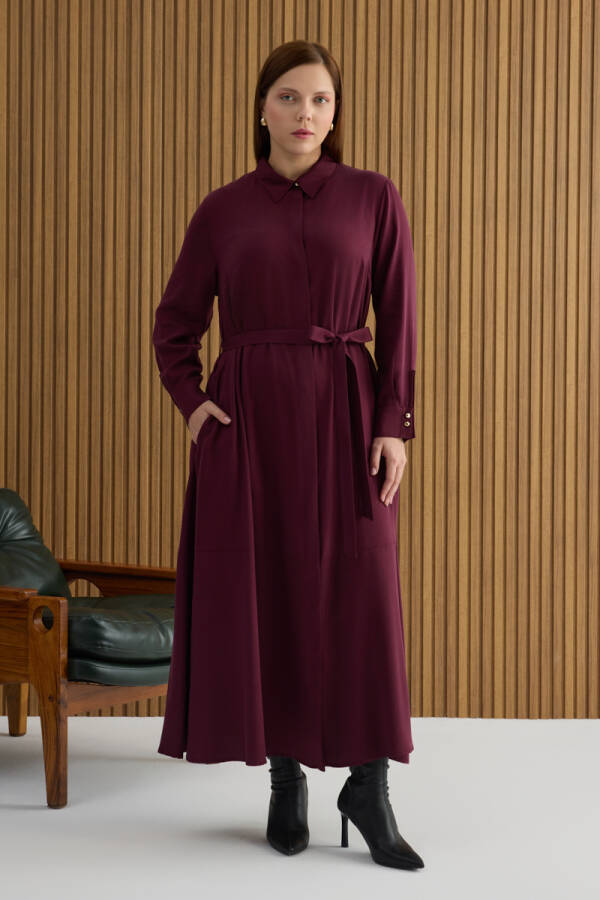 Bordo Tencel Elbise - Aker (1)