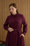 Bordo Tencel Elbise - 4