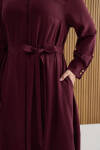 Bordo Tencel Elbise - 6