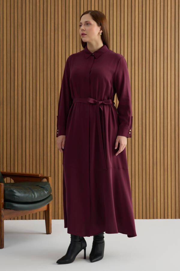 Bordo Tencel Elbise - Aker
