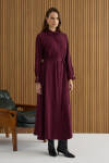 Bordo Tencel Elbise - 4