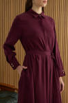 Bordo Tencel Elbise - 5