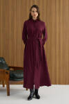 Bordo Tencel Elbise - 2