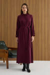 Bordo Tencel Elbise - 3