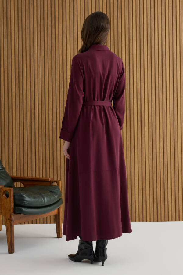 Bordo Tencel Elbise - 6