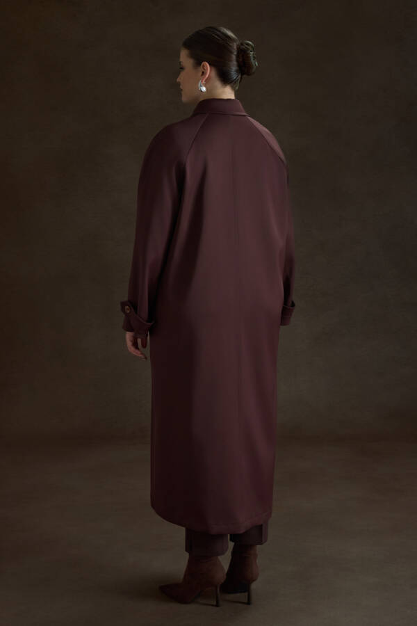 Bordo Viscon İçerikli Pardösü - 6