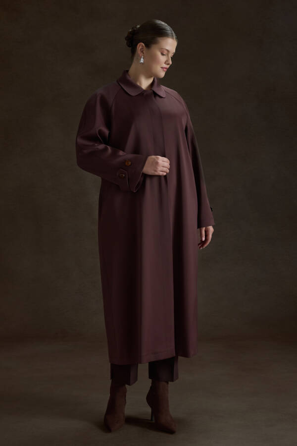 Bordo Viscon İçerikli Pardösü - 1