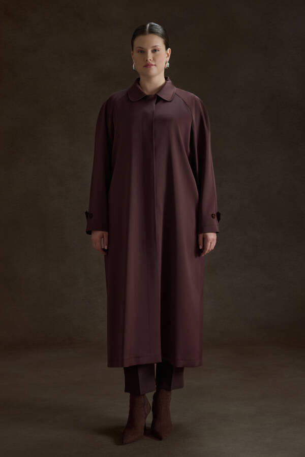 Bordo Viscon İçerikli Pardösü - 2