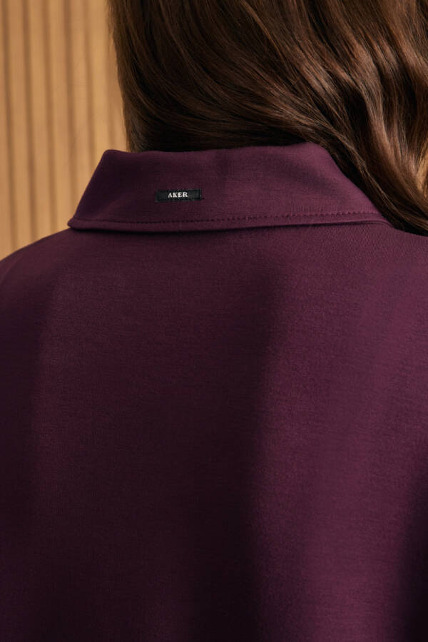 Bordo Yakası Fermuarlı Sweatshirt - 3