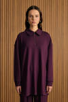Bordo Yakası Fermuarlı Sweatshirt 