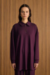 Bordo Yakası Fermuarlı Sweatshirt - 1