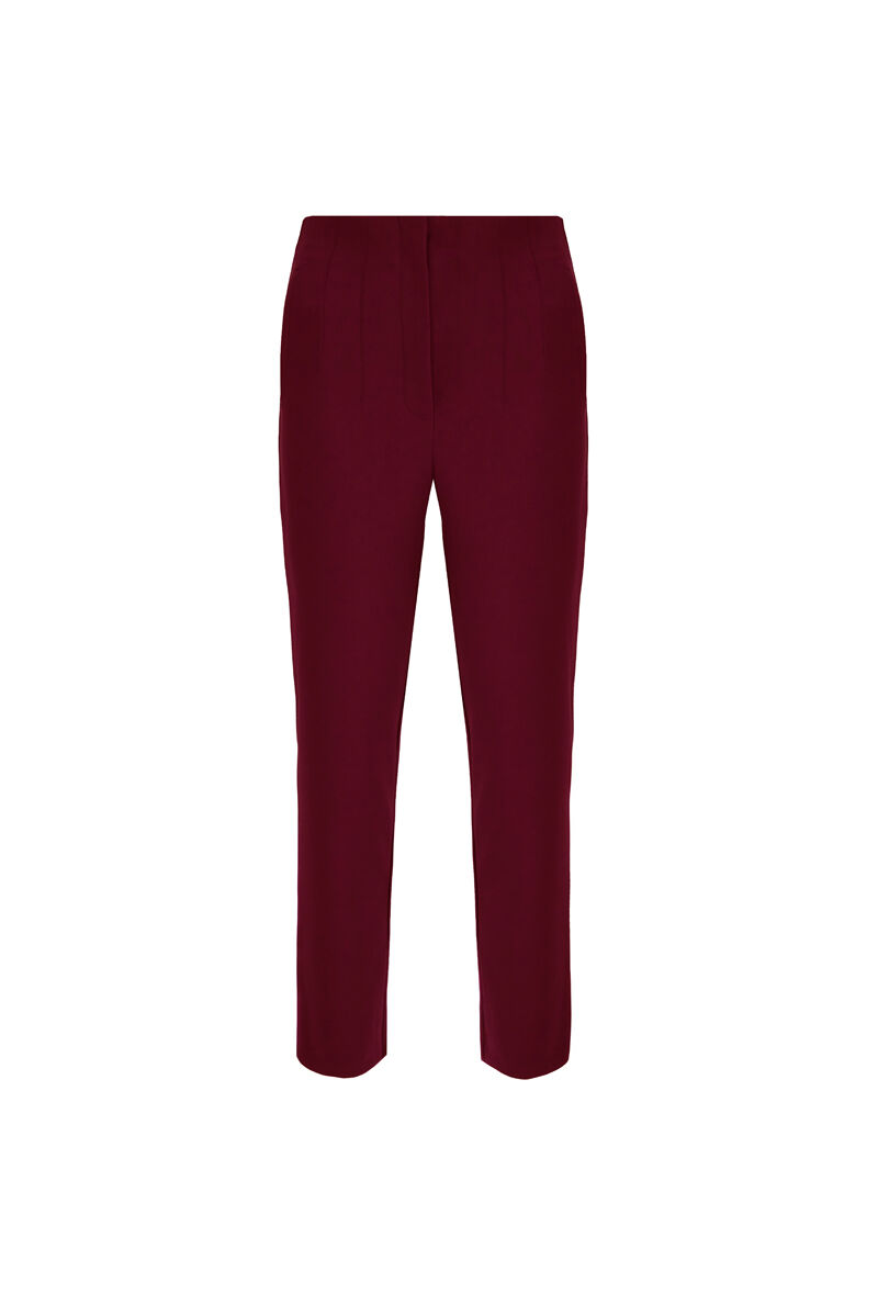 Bordo Yüksel Bel Pantolon