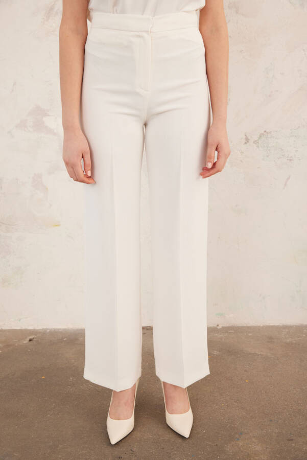 Ekru Boru Paça Klasik Kumaş Pantolon - 3