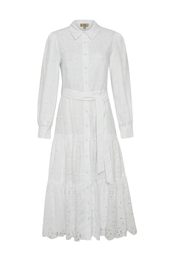 Ekru Brode Elbise - 1