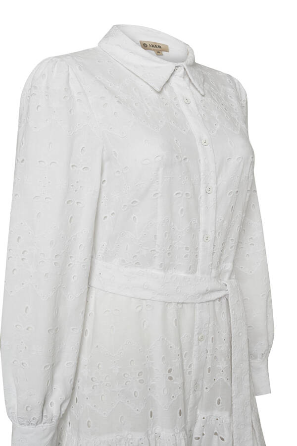 Ekru Brode Elbise - 2