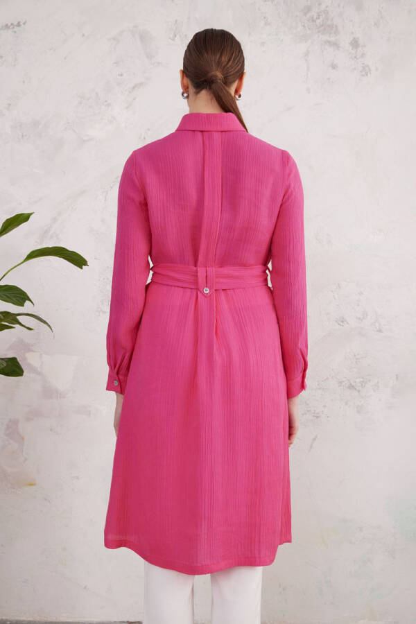 Fuşya Bürümcük Dokulu Tunik - 6