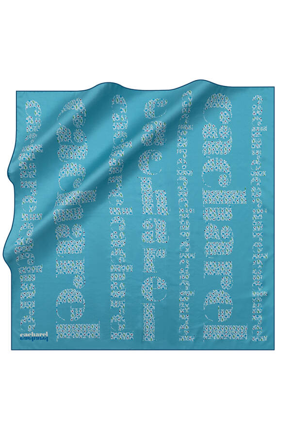 Logo Desenli Polyester Twill Eşarp - 1