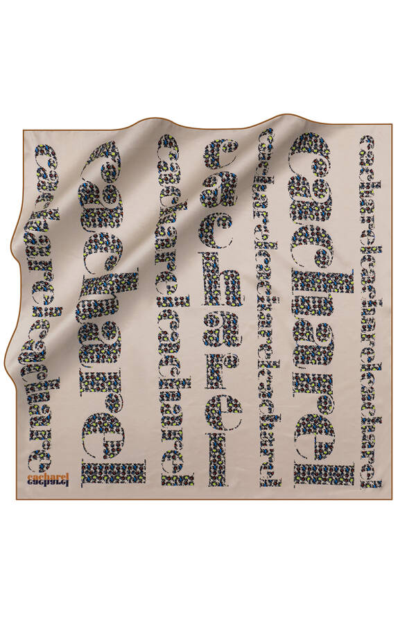 Logo Desenli Polyester Twill Eşarp - 1