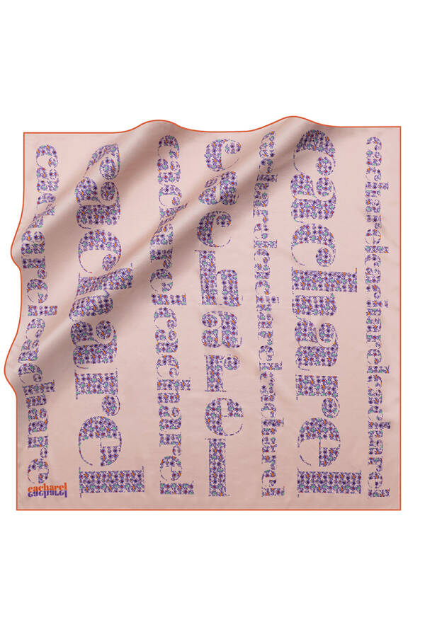 Logo Desenli Polyester Twill Eşarp - 1