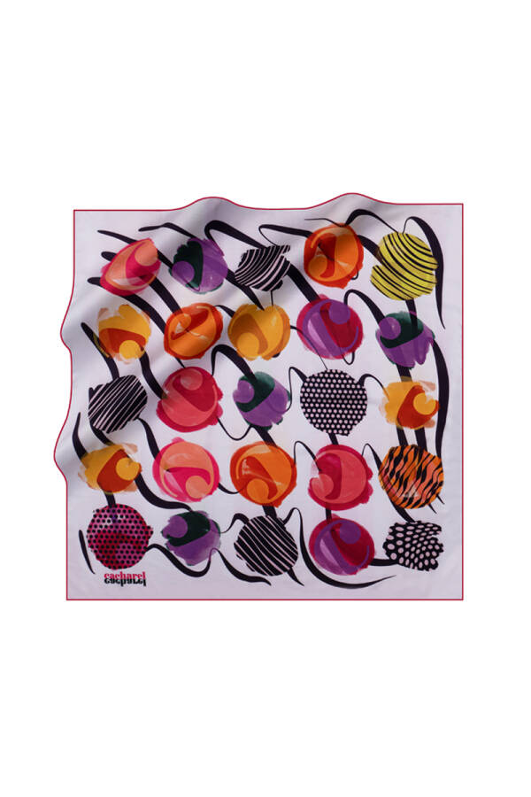 Geometrik Desenli Polyester Twill Eşarp - Cacharel