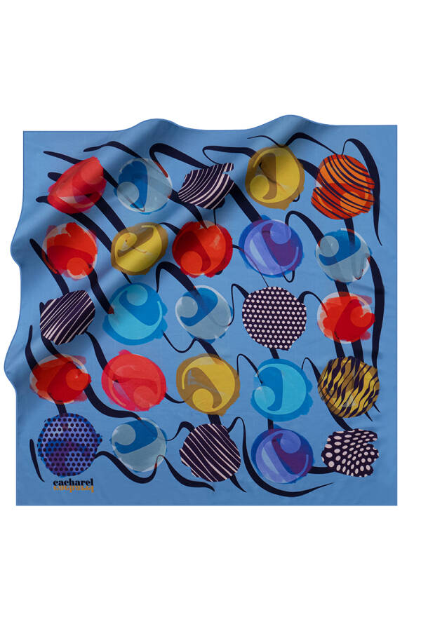 Geometrik Desenli Polyester Twill Eşarp - 1