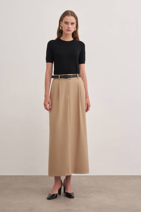 Camel Kemerli Flonel Etek - Aker (1)