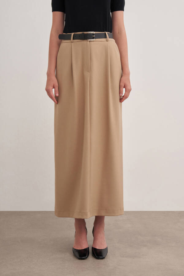 Camel Kemerli Flonel Etek - 3