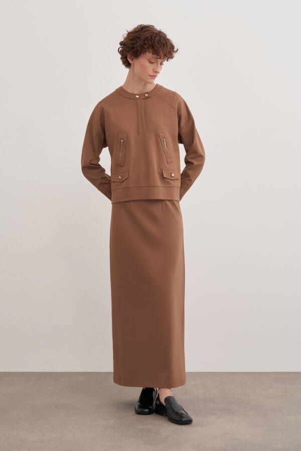 Camel Fermuar Detaylı Spor Sweat - Aker (1)